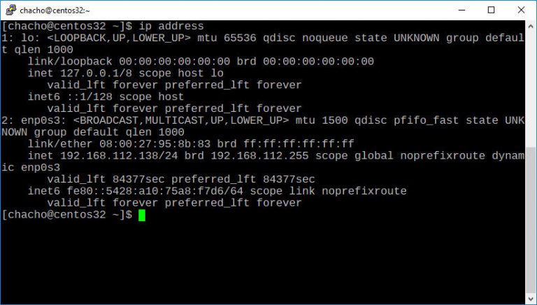 centos 7 ifconfig