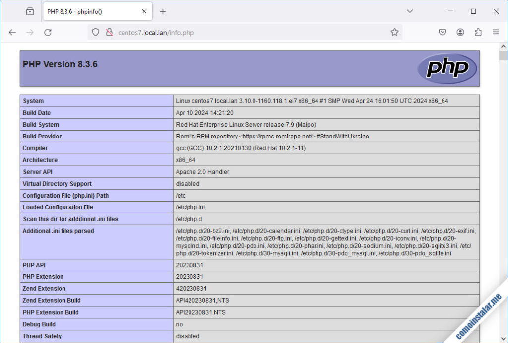 Настройка lamp centos 7