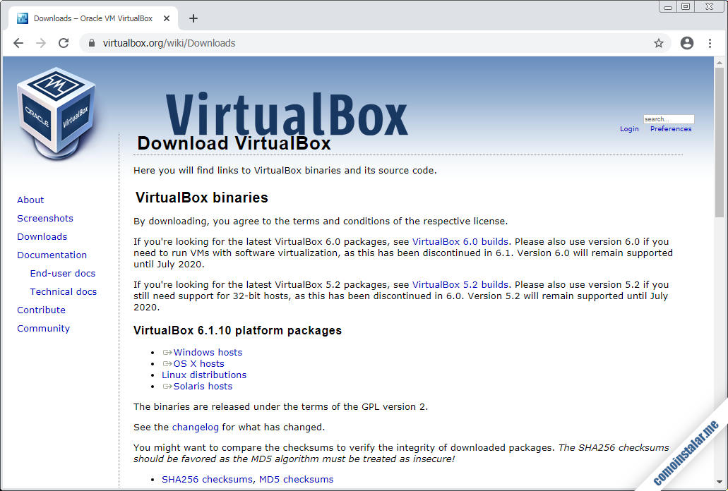 como descargar virtualbox para windows