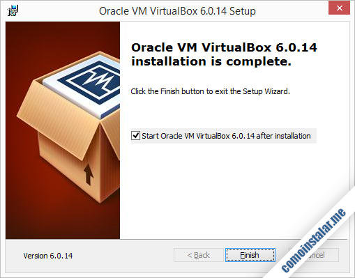 fin de la instalacion de VirtualBox