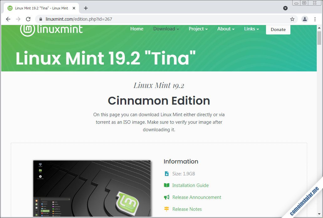 descargar linux mint 19.2 tina para virtualbox