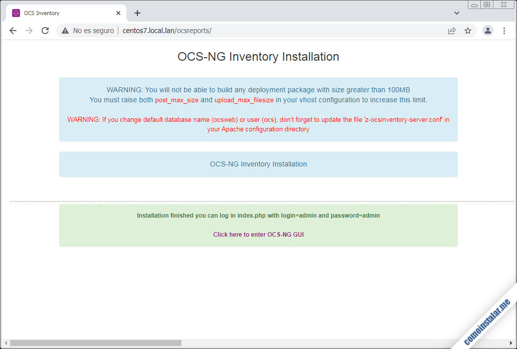 instalar ocs inventory ng server en centos 7