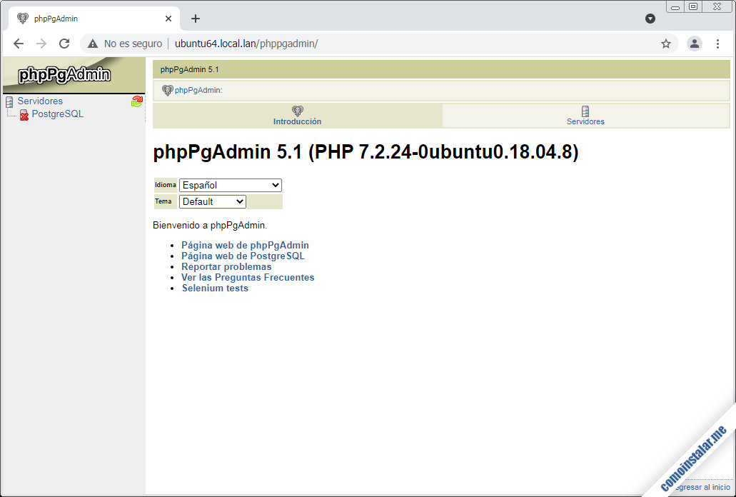 instalar phppgadmin en ubuntu 18.04 lts