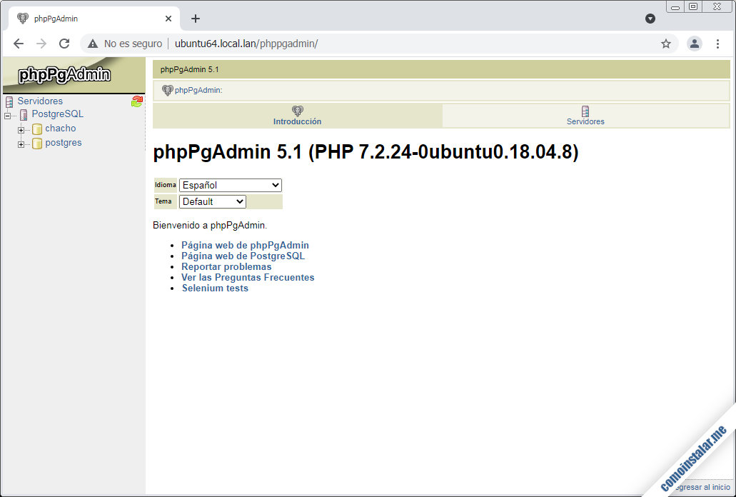 phppgadmin en ubuntu 18.04 lts