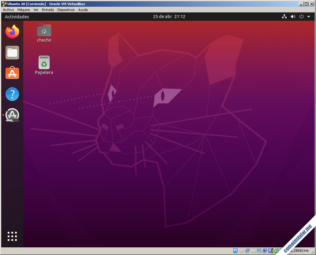 ubuntu 20.04 en virtualbox