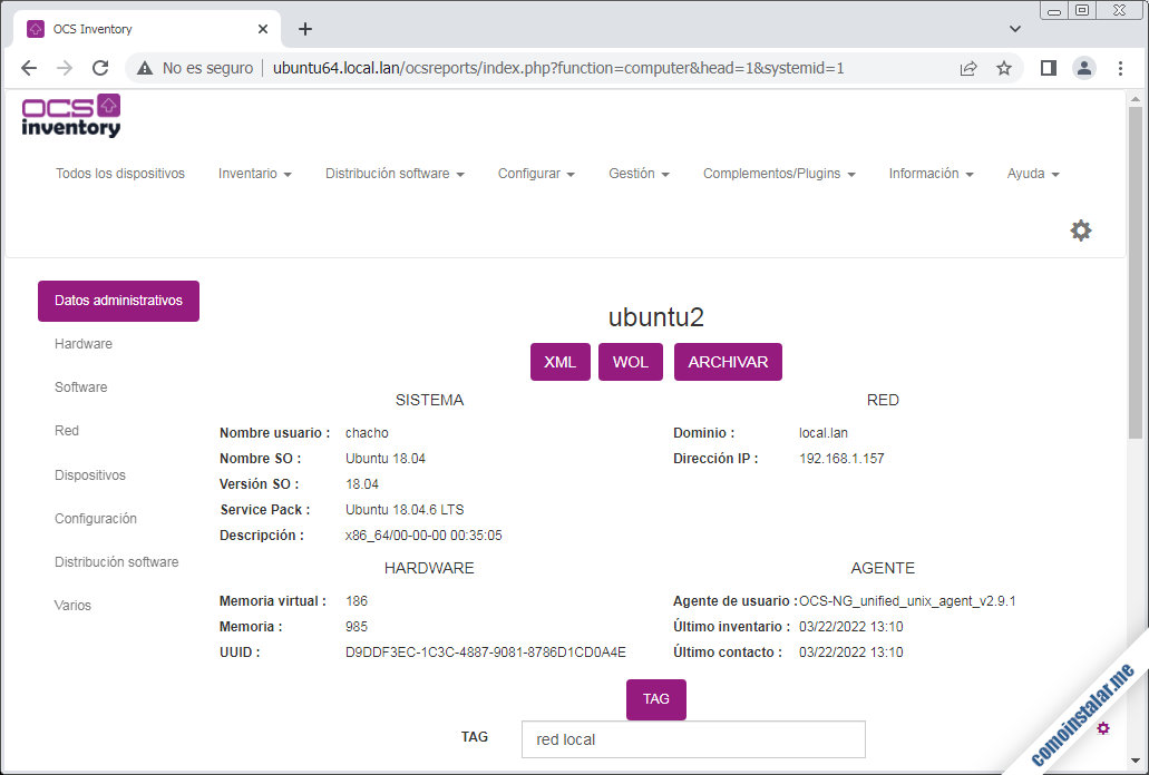 instalacion de ocs inventory agent en ubuntu 18.04 lts bionic beaver