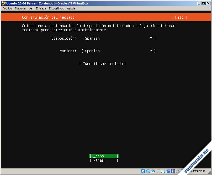 instalar ubuntu server 20.04 en virtualbox