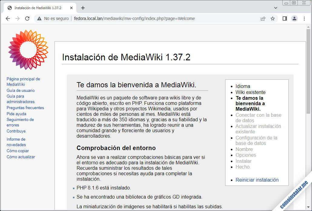 instalacion de mediawiki en fedora 36, 35 y 34