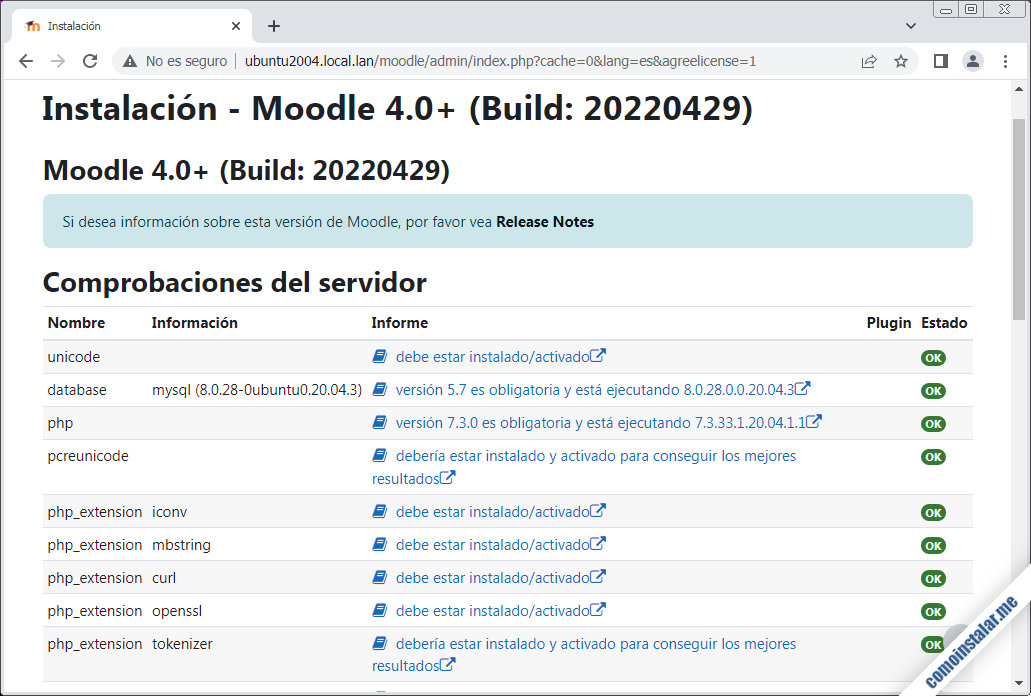 configuración de ubuntu 20.04 lts para moodle