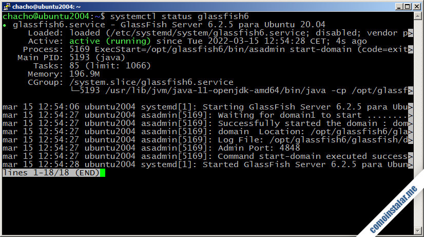 servicio glassfish en ubuntu 20.04 lts focal fossa