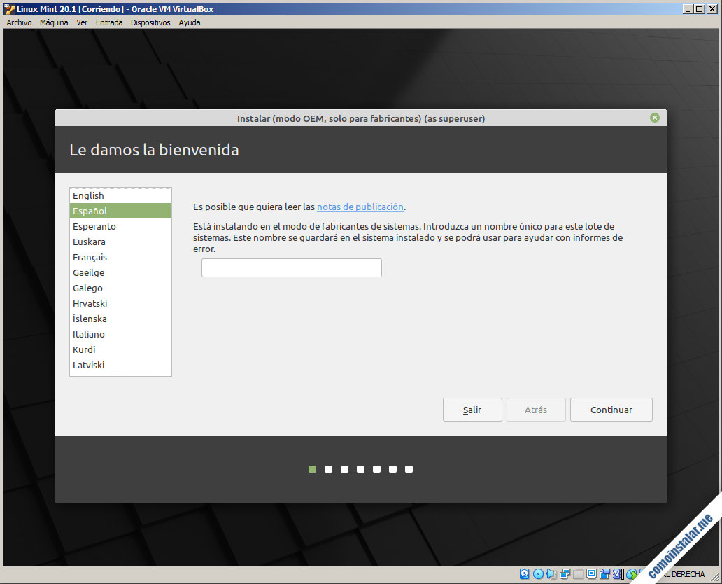 instalar linux mint 20.1 en virtualbox