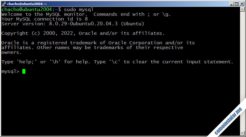 mysql en ubuntu 20.04 lts focal fossa