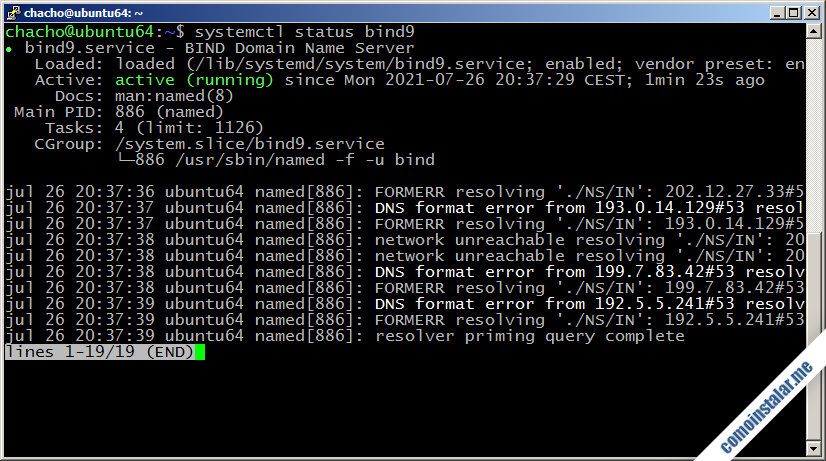 como instalar el servicio dns bind en ubuntu 18.04 lts bionic beaver