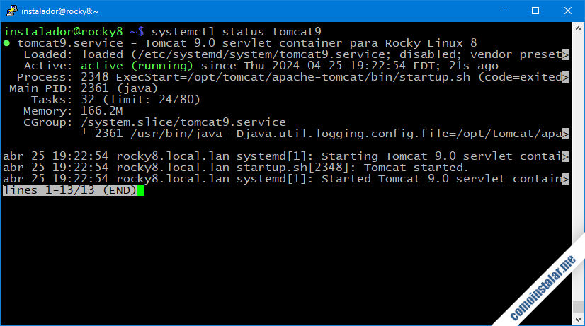 como instalar tomcat 9 en rocky linux 8