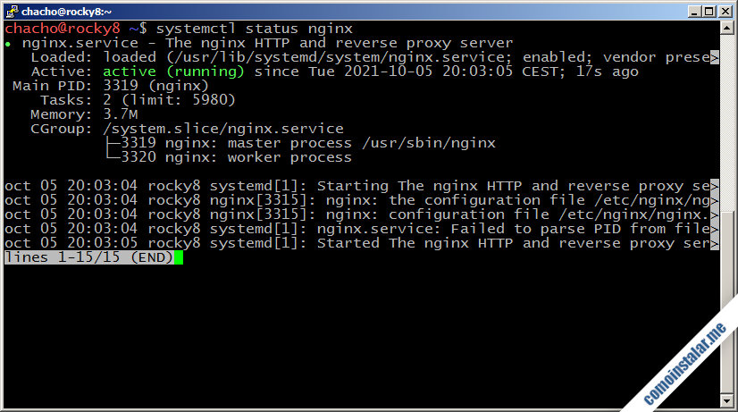 como instalar nginx en rocky linux 8
