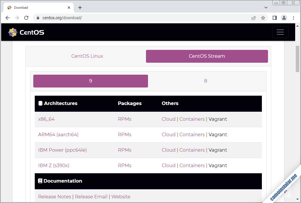 como descargar centos 9 para virtualbox