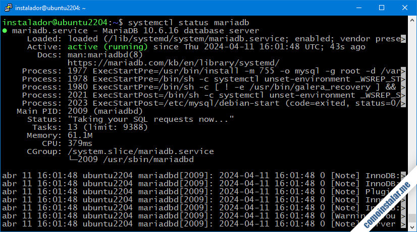 como instalar mariadb en ubuntu 22.04 lts jammy jellyfish
