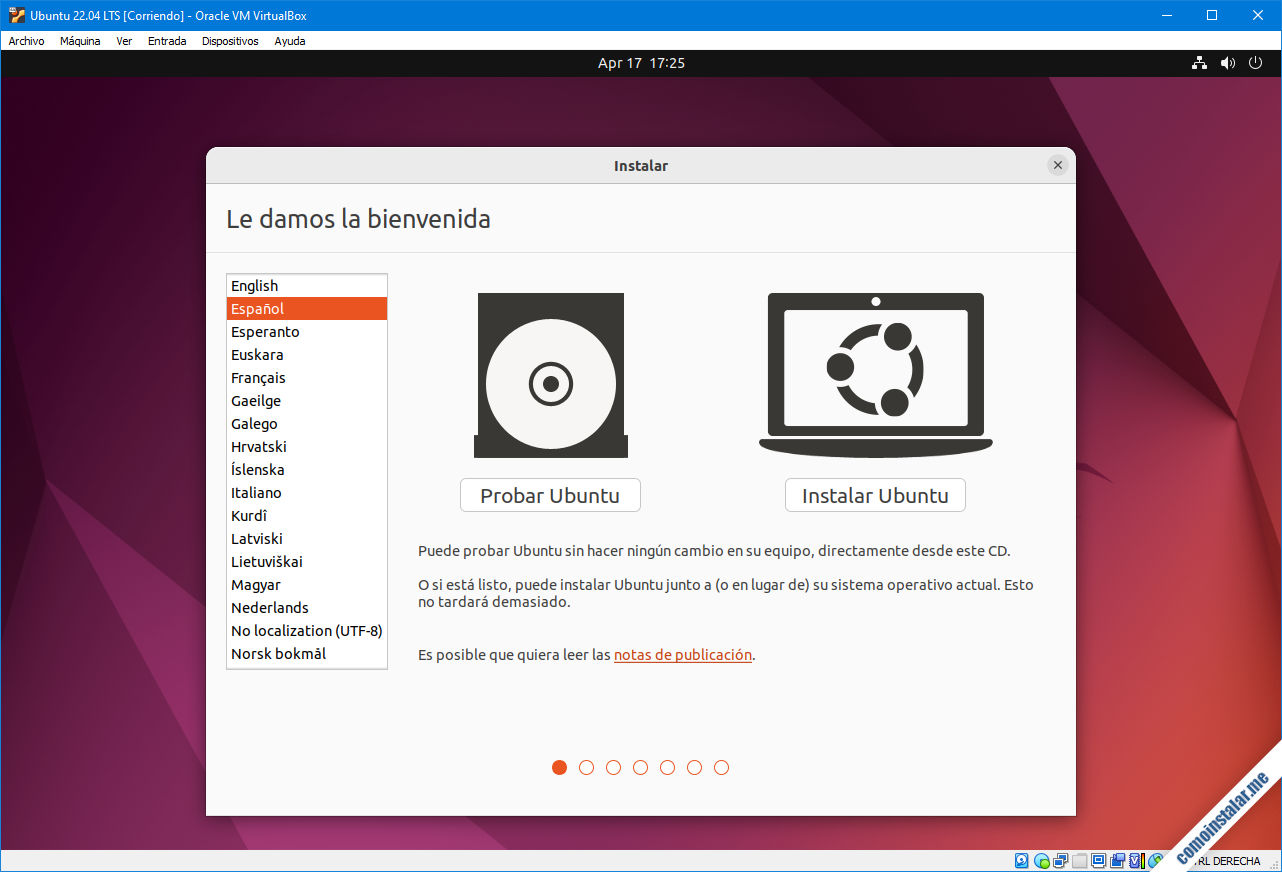 instalar ubuntu 22.04 lts jammy jellyfish en virtualbox