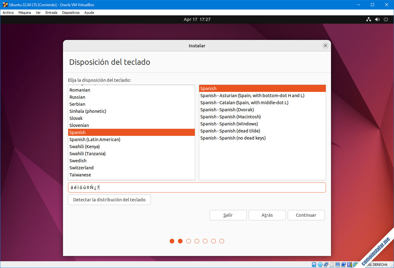 instalador de ubuntu 22.04 lts jammy jellyfish en virtualbox