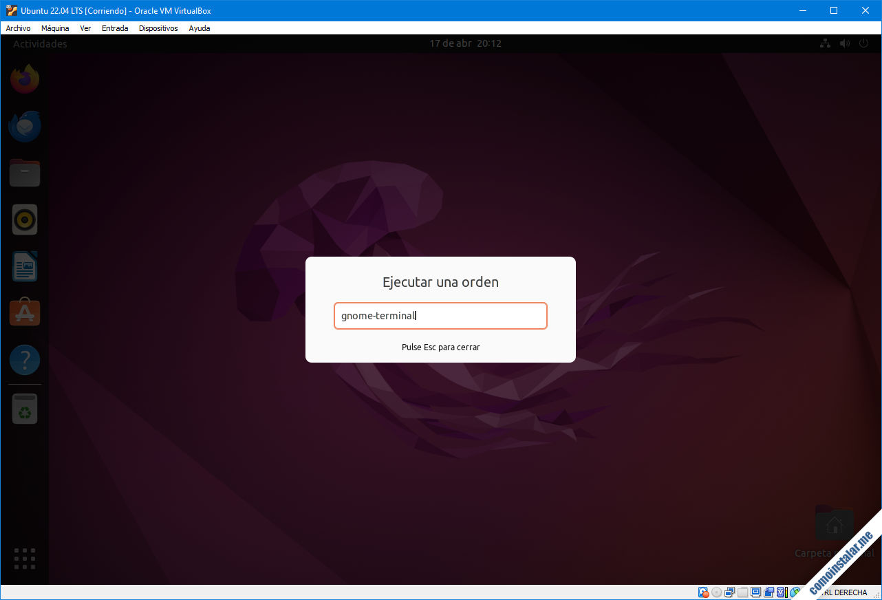 ubuntu 22.04 lts jammy jellyfish sobre virtualbox