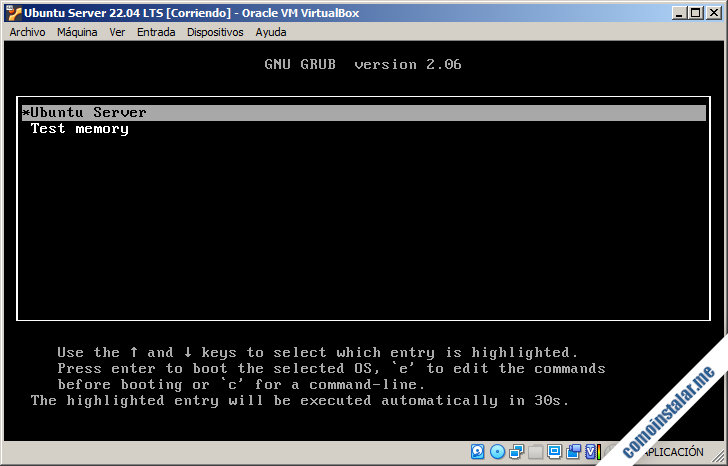 instalar ubuntu server 22.04 lts en virtualbox