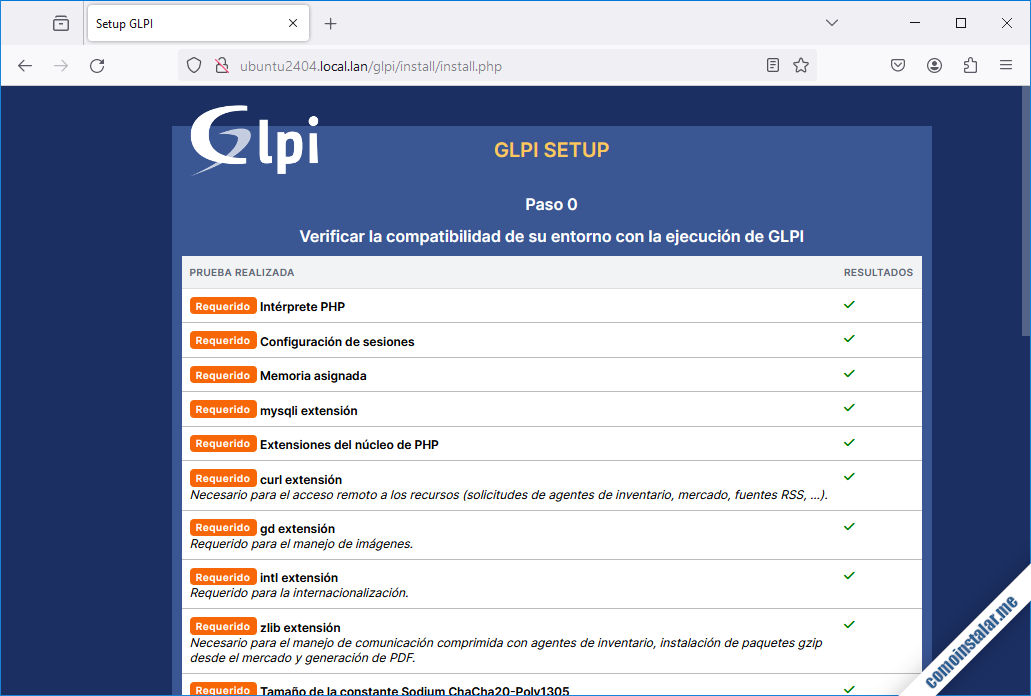 requisitos de ubuntu 24.04 lts para instalar glpi