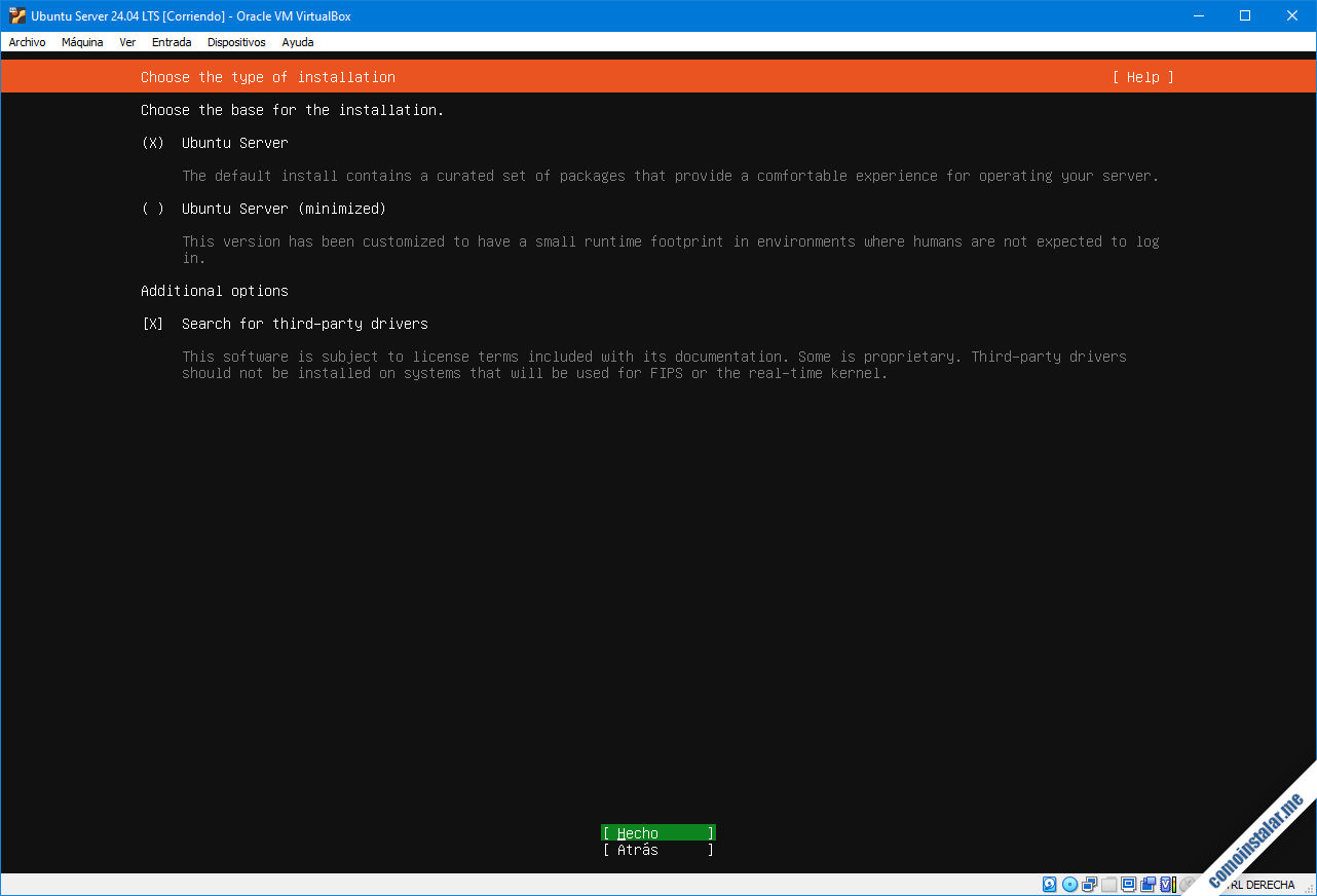 instalando ubuntu server 24.04 lts (noble numbat) en virtualbox