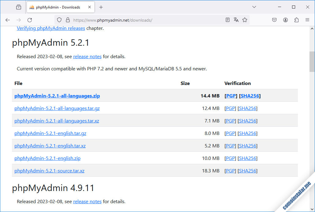 como descargar phpmyadmin para ubuntu 24.04 lts noble numbat