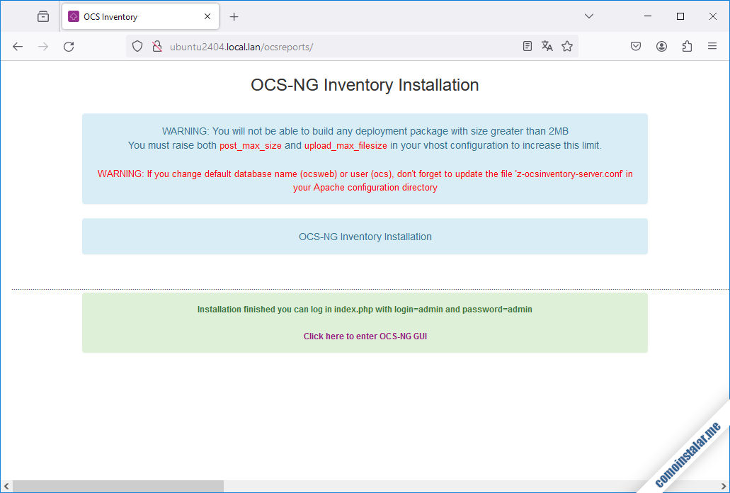 instalar ocs inventory ng server en ubuntu 24.04 lts noble numbat