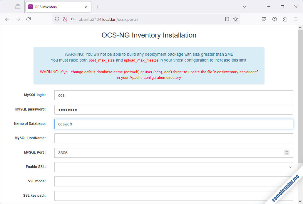 como instalar ocs inventory ng server en ubuntu 24.04 lts noble numbat