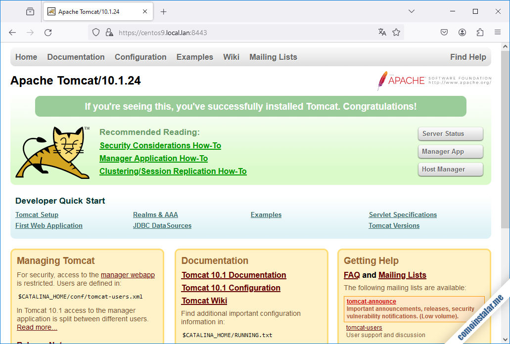 como configurar tomcat 10 en centos 9