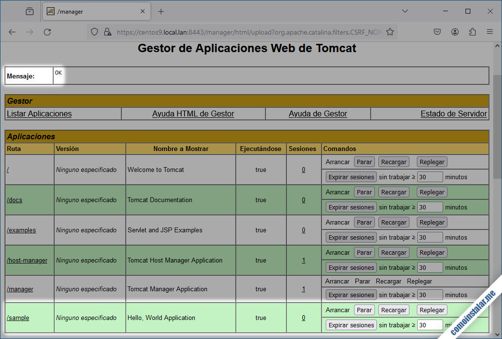 como subir archivos war en tomcat 10 sobre centos 9