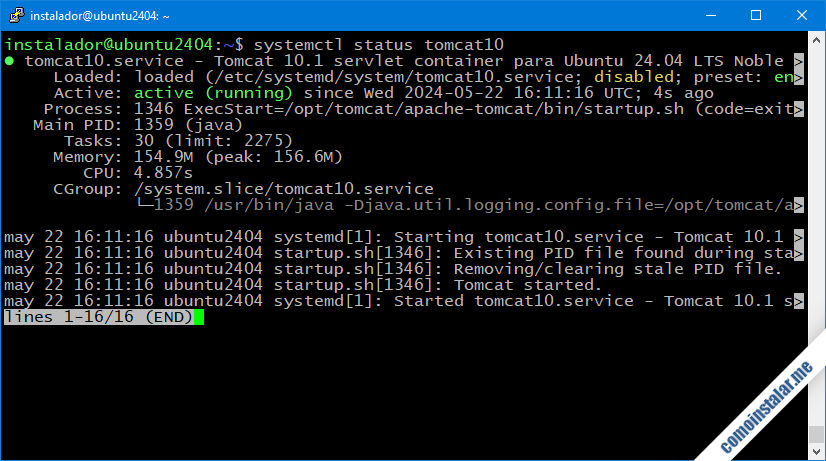 como instalar tomcat 10 en ubuntu 24.04 lts noble numbat