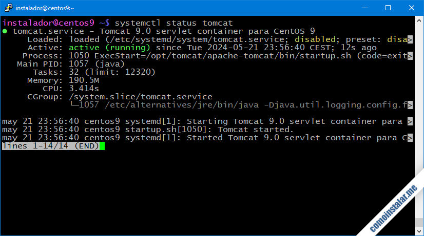 como instalar tomcat 9 en centos 9