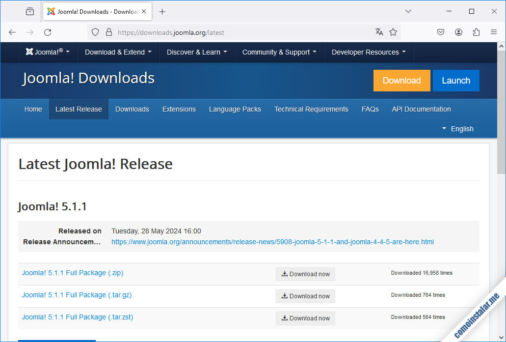 como descargar joomla en ubuntu 24.04 lts noble numbat