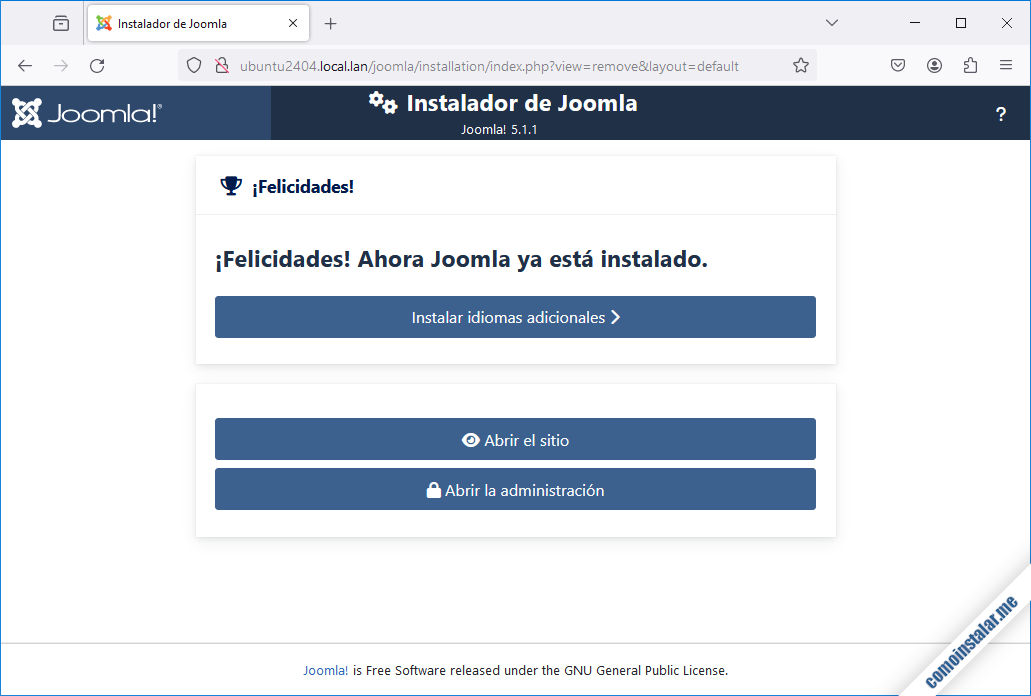 instalacion de joomla sobre ubuntu 24.04 lts noble numbat