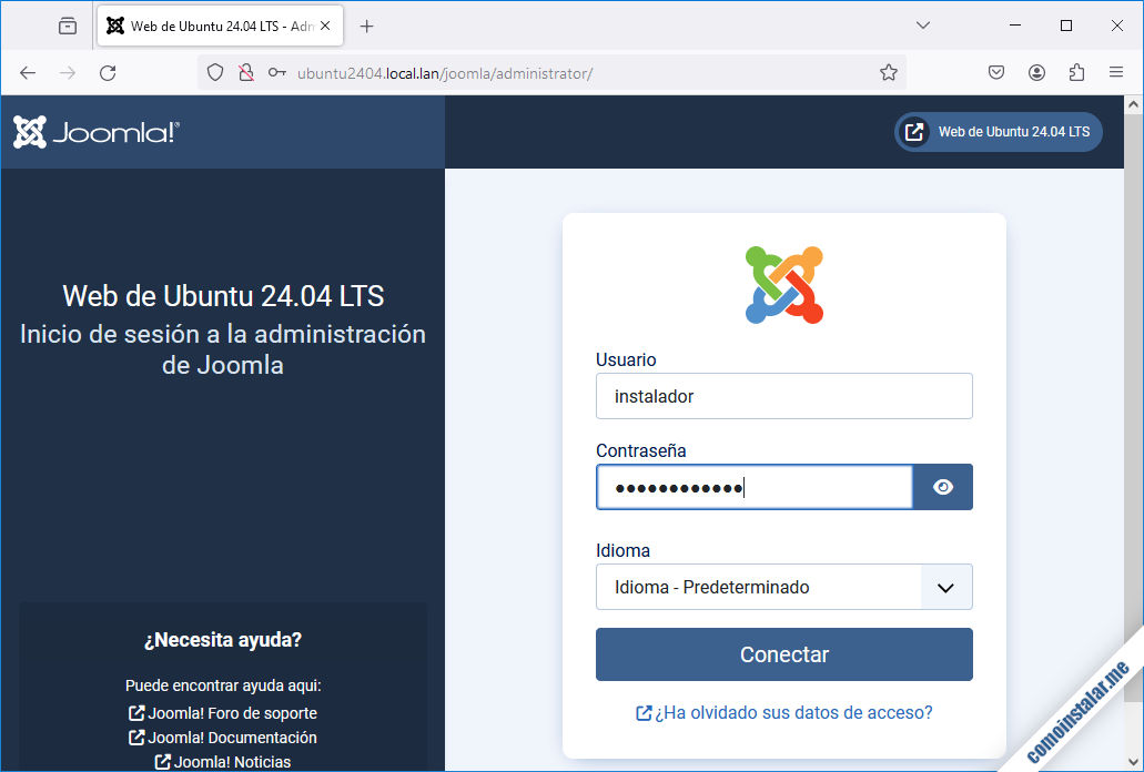 joomla en ubuntu 24.04 lts noble numbat